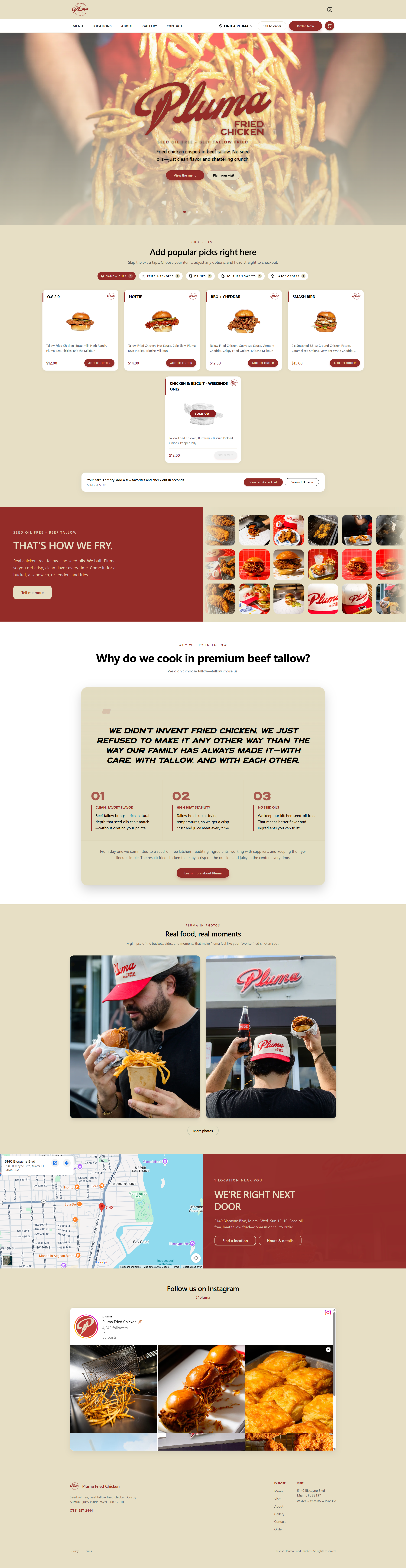 Pluma Chicken website screenshot