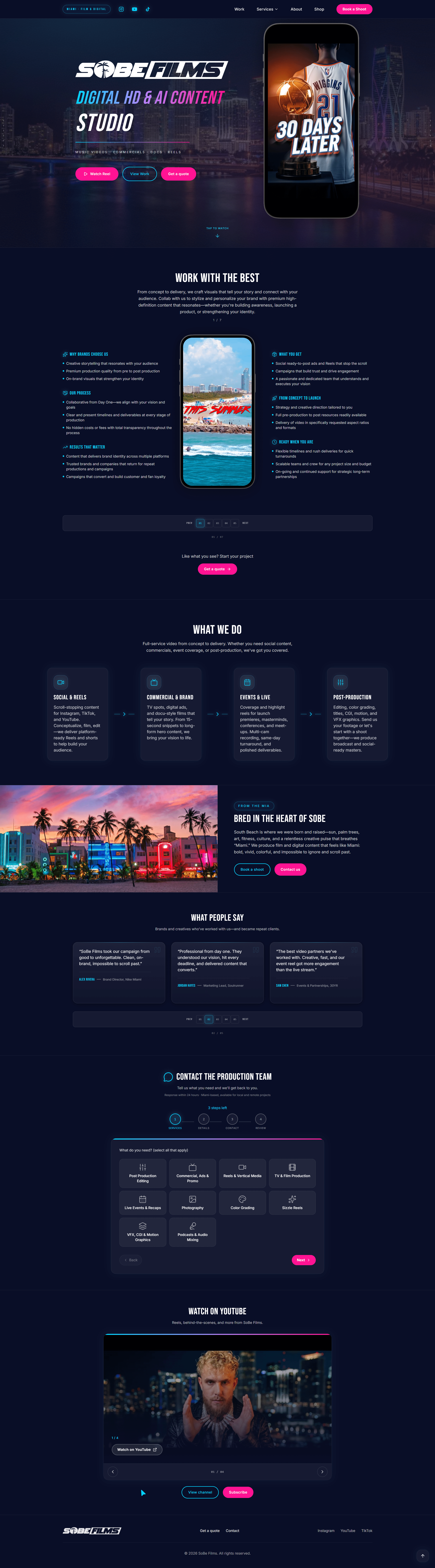 Sobe Films website screenshot