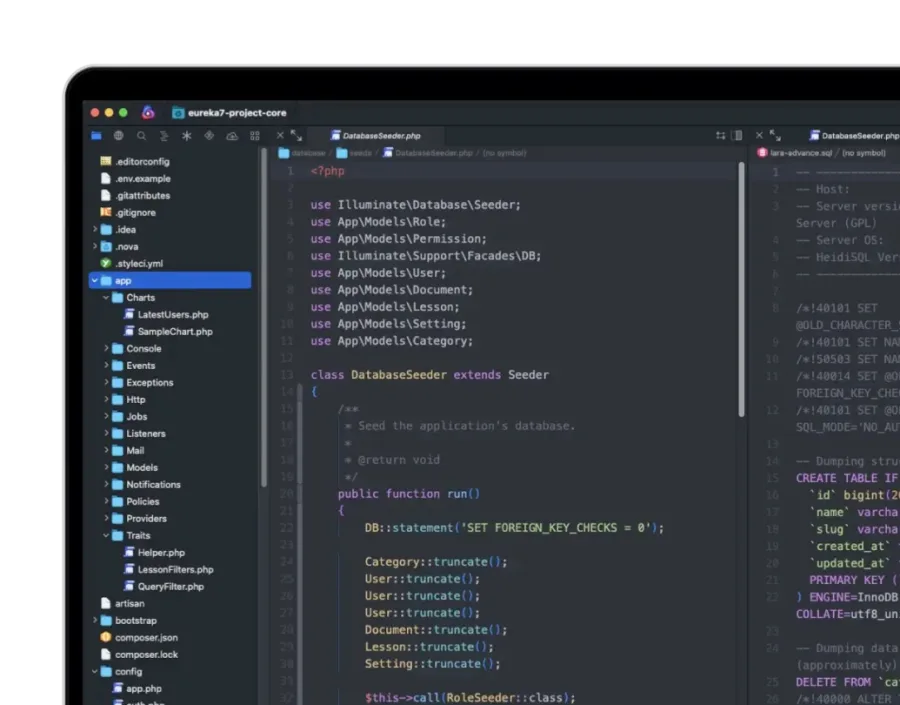 Code editor showing a custom software project