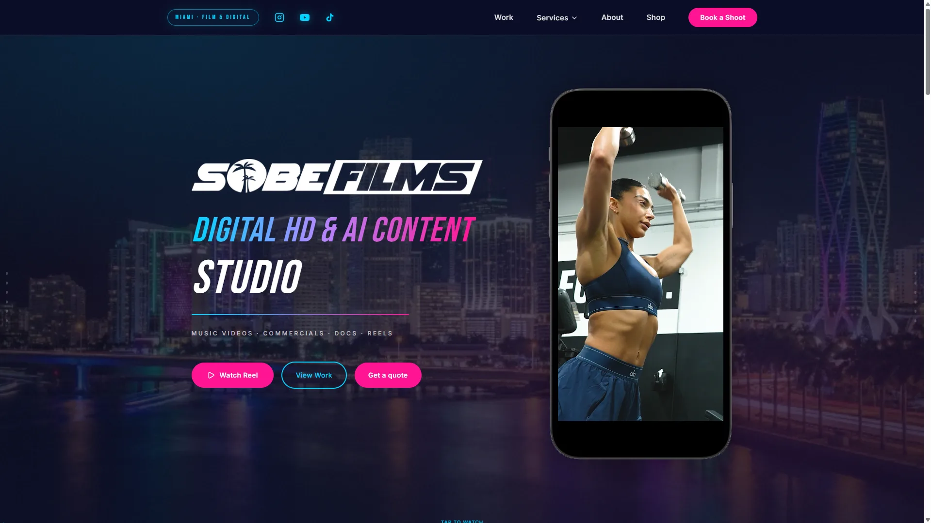 Sobe Films desktop website